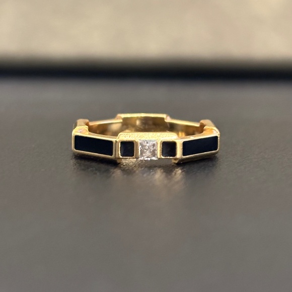 GUCCI LINK TO LOVE ENAMEL AND DIAMOND RING - Picture 1 of 4